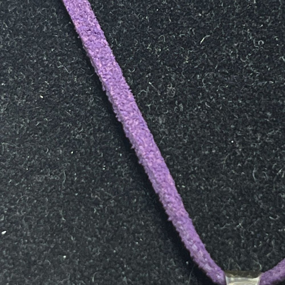 ATL Purple Cord & Sterling Silver Necklace W/ Dried Flower Pendant (4249) - Picture 4 of 8